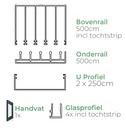 Basic glazen schuifwand | 3 rail | breedte 234 t/m 297cm