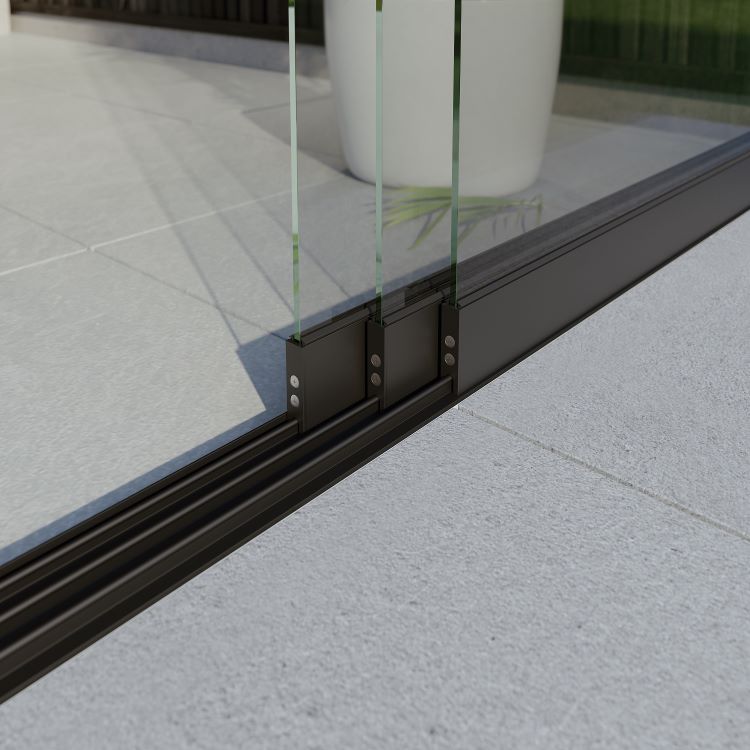 Budget glazen schuifwand | 3 paneel | breedte 285 x hoog 224-227cm