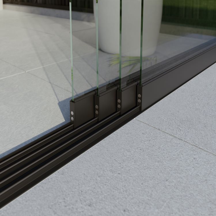 Budget glazen schuifwand | 4 paneel | breedte 380 x hoog 224-227cm