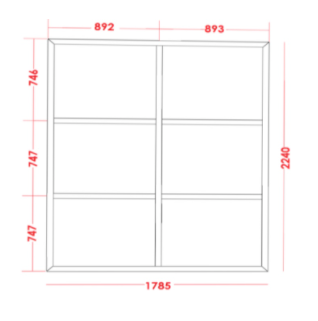 Aluminium Steellook Glaspui | Hoogte 224cm
