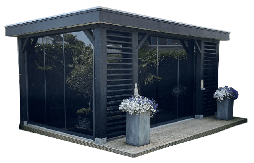 Basic glazen schuifwand | getint glas | 4 rail | breedte 360 t/m 400cm