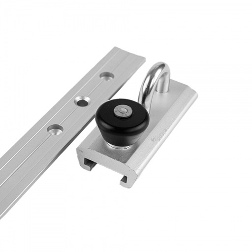Aluminium rail met RVS schuifsysteem schaduwdoek